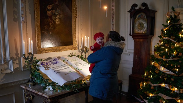 The entrance hall at Mompesson House, decorated as part of their fairy tale themed Christmas
